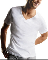 Men's V-Neck, Cotton Moisture-Wicking White Tee